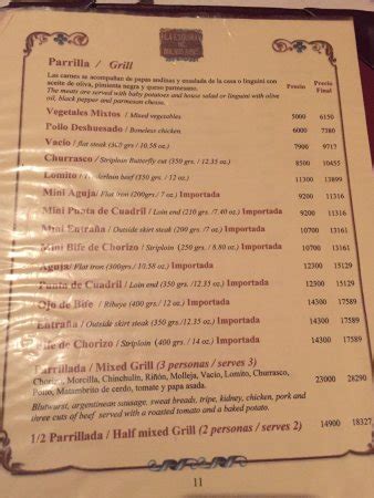 la esquina de buenos aires menu